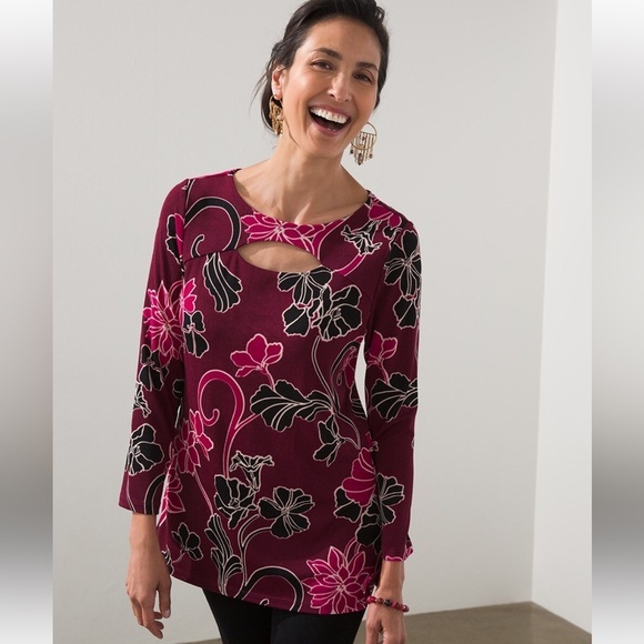 Chico's Tops - COPY - Plus Size Chico’s Print Keyhole Top size 3